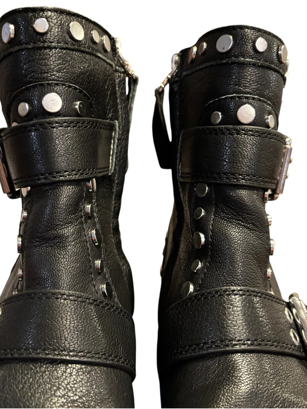 Sam Edelman Womens Drea Black Leather Studded Side Zip Moto Boots Size US 8 - Picture 3 of 15